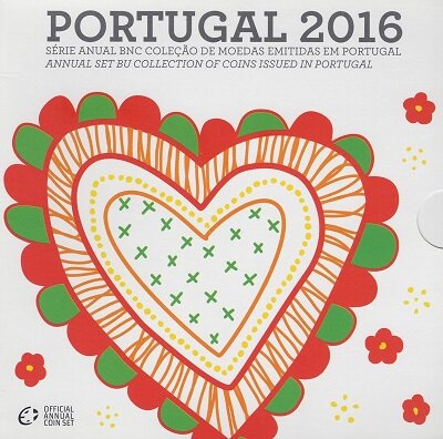 Portugal BU-set 2016, met normale 2 euromunt