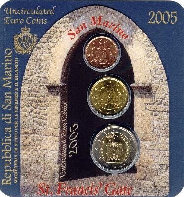 San Marino BU-set 2005 miniset met 2 en 20 cent en 2 euro