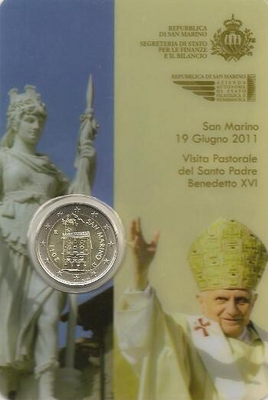 San Marino BU-set 2011 miniset met normale 2 euro