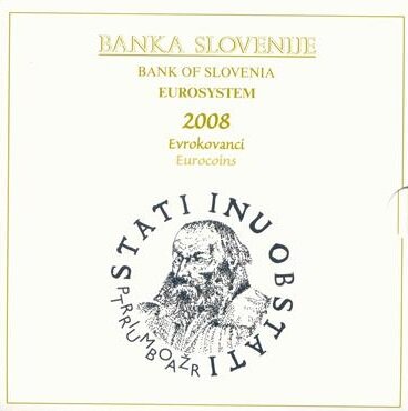 Slovenië BU-set 2008 met normale 2 euromunt
