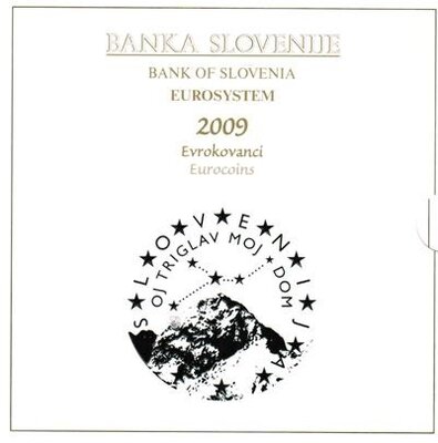 Slovenië BU-set 2009 met normale 2 euromunt