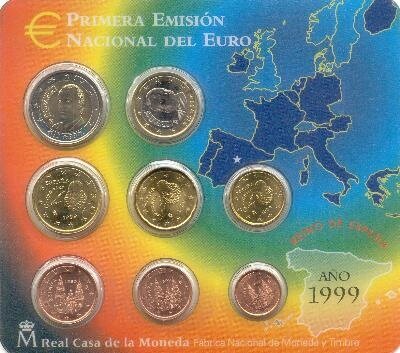 Spanje BU-set 1999 met normale 2 euromunt