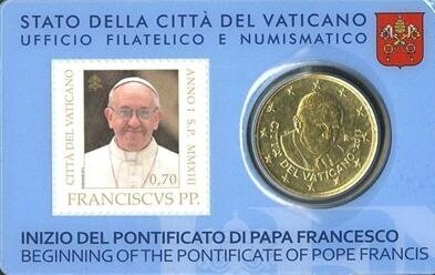 Vaticaanstad 2013 Coincard No 3, BU met postzegel