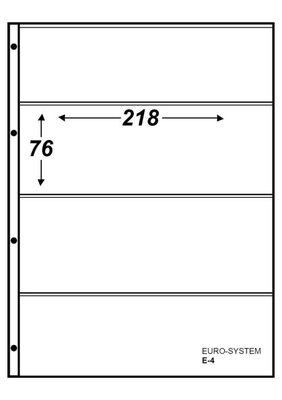 Euro-system E-4, blad met 4 vakken (218 x 76 mm), 10 stuks