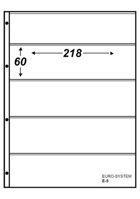 Euro-system E-5, blad met 5 vakken (218 x 60 mm), 10 stuks