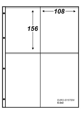 Euro-system E-2X2, blad met 4 vakken (108 x 156 mm), 10 stuks