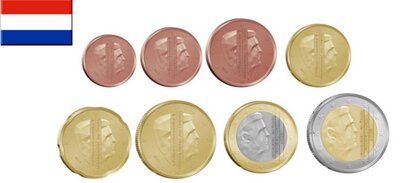 LEVERING FEBRUARI: Nederland UNC-set 2024, 8 munten met normale 2 euromunt