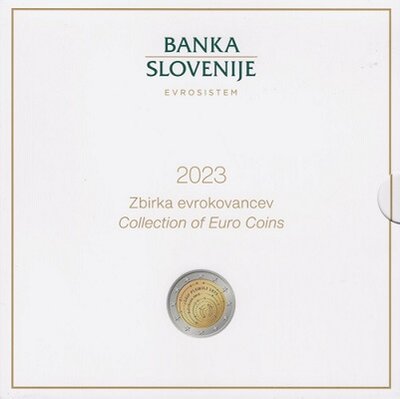 Slovenië BU-set 2023 met normale 2 euromunt