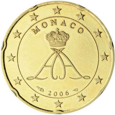 Monaco 20 cent Jaartal te selecteren Albert II