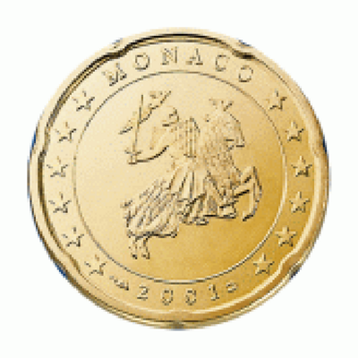 Monaco 20 cent Jaartal te selecteren Reinier III