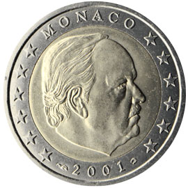 Monaco 2 Euro Jaartal te selecteren Reinier III