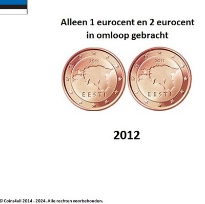 Estland UNC-set 2012, 2 munten, 1 eurocent en 2 eurocent