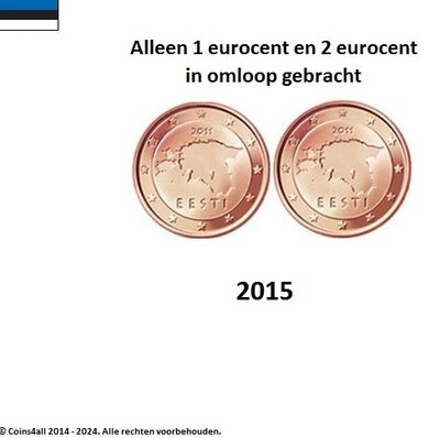 Estland UNC-set 2015, 2 munten, 1 eurocent en 2 eurocent