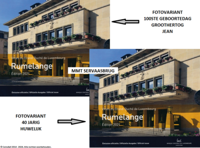 Luxemburg 2 X 2 BU-Set 2021, met fotovariant (50/50) verdeeld 