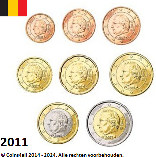 België UNC set 2011, 8 munten met normale 2 euromunt
