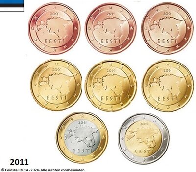 Estland UNC-set 2011, 8 munten met normale 2 euromunt