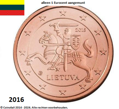 Litouwen UNC-Set 2016, alleen 1 cent