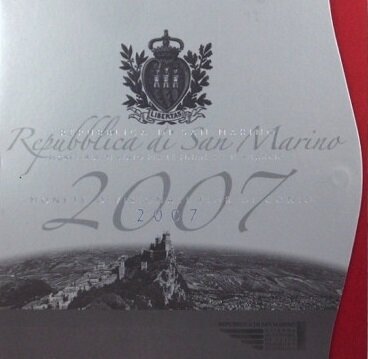 San Marino BU-set 2007 met normale 2 euromunt en 5 euromunt