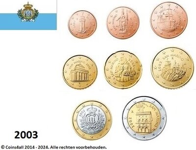 San Marino UNC-set 2003, 8 munten met normale 2 euromunt