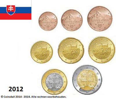 Slowakije UNC set 2012, 8 munten met normale 2 euromunt