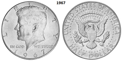 US ½ Dollar 1967, zonder mmt, Keuze kwaliteit