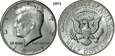 US ½ Dollar 1971, zonder mmt, Keuze kwaliteit