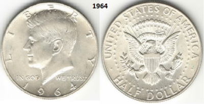 US ½ Dollar 1964, zonder mmt, Keuze kwaliteit