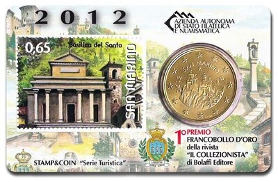 San Marino coincard 2012 'Basilica del Santo' met postzegel en 50 eurocent (6)