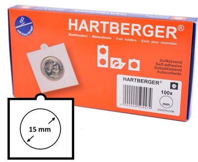 Hartberger munthouders, zelfklevend, 100 stuks, 15 mm