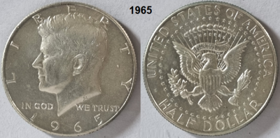 US ½ Dollar 1965, zonder mmt, Keuze kwaliteit