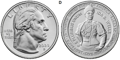 25 Cent 2025, Ida B. Wells, UNC, D