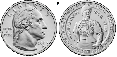 25 Cent 2025, Ida B. Wells, UNC, P