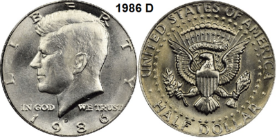 US ½ Dollar 1986, mmt D, Keuze kwaliteit