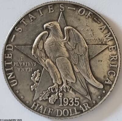 US ½ Dollar 1935 D, Texas Independence Centenial, Zeer Fraai AU-50