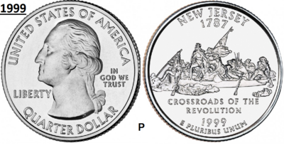 25 Cent 1999, New Jersey 'The Garden State', UNC mmt P