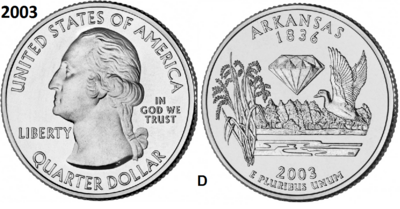 25 Cent 2003, Arkansas 'The Natural State', UNC mmt D