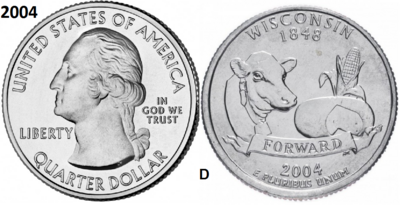 25 Cent 2004, Wisconsin 'The Badger State', UNC mmt D