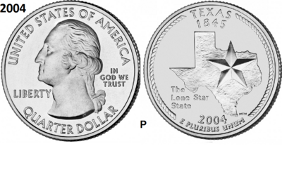 25 Cent 2004, Texas 'The Lone Star State', UNC mmt P