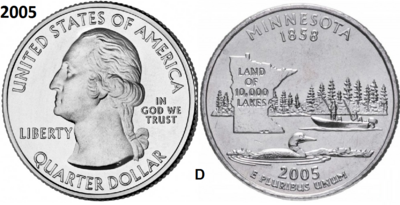 25 Cent 2005, Minnesota 'The North Star State', UNC mmt D
