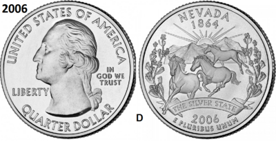 25 Cent 2006, Nevada 'The Silver State', UNC mmt D