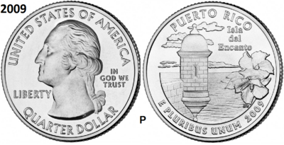 25 Cent 2009, Commonwealth of Puerto Rico, UNC mmt D
