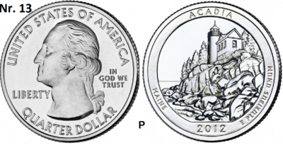 25 Cent 2012, Acadia, National Park, Maine mmt P