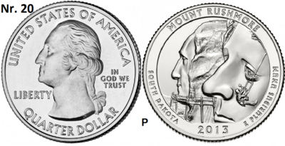 25 Cent 2013, Mount Rushmore National Memorial, South Dakota mmt P
