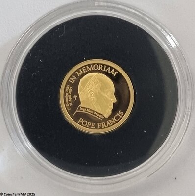 Cook Islands 5 Dollar 2025 'Paus Fransiscus', goud Au 999, Proof