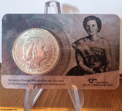 NL Numismatische Coincard 2026: 'Laatste Zilveren Rijksdaalder (1959-1966)', Ag 720, Keuze