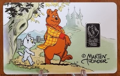 Nederland: '85 Jaar Tom Poes', zilverbaar 1 gram Ag 0,999 in finecard