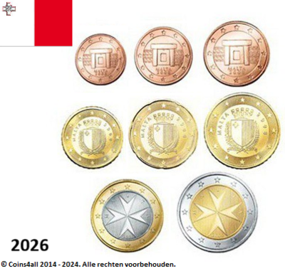 Malta UNC-Set 2026, 8 munten met normale 2 euromunt