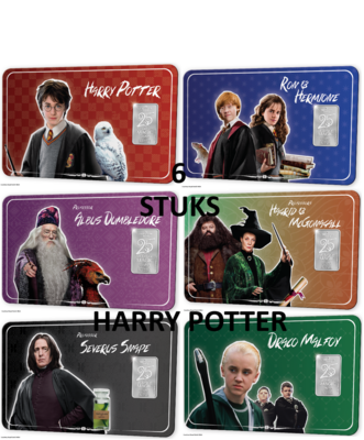 Nederland: '25 Years of Magic', 6 X Harry Potter zilverbaar 1 gram Ag 0,999