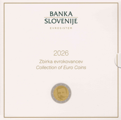 Slovenië BU-set 2026 met normale 2 euromunt
