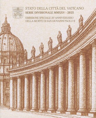 Vaticaanstad BU-set 2025, met normale 2 euromunt en 5 euromunt